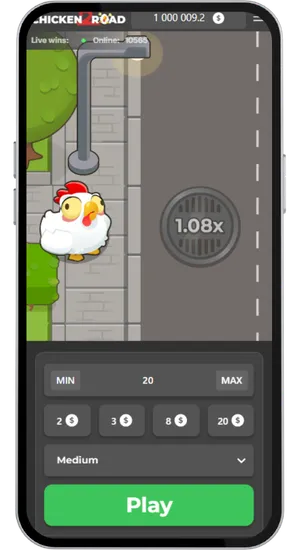 Interface de la démo Chicken Road affichant le mode Facile sélectionné avec le multiplicateur de départ